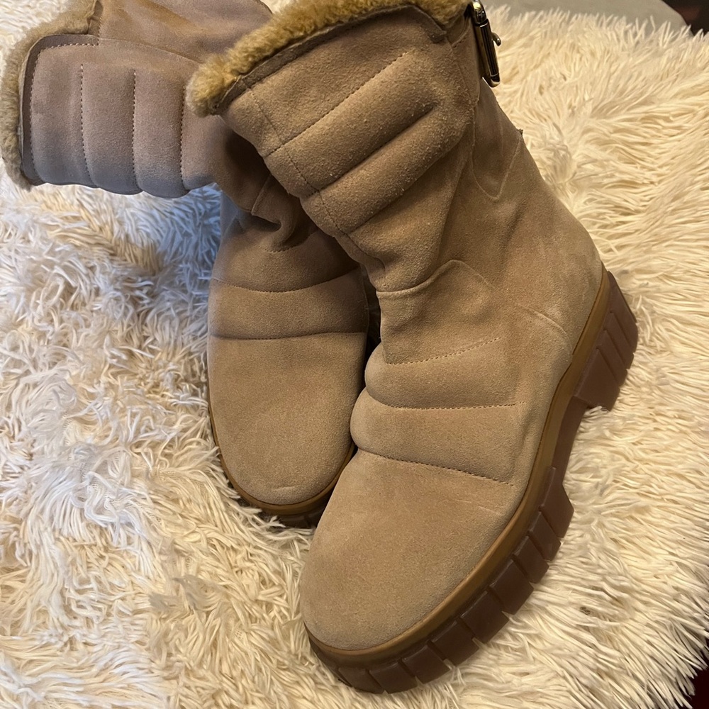 Free People Tan Suede Chunky Boots - Picture 6 of 11